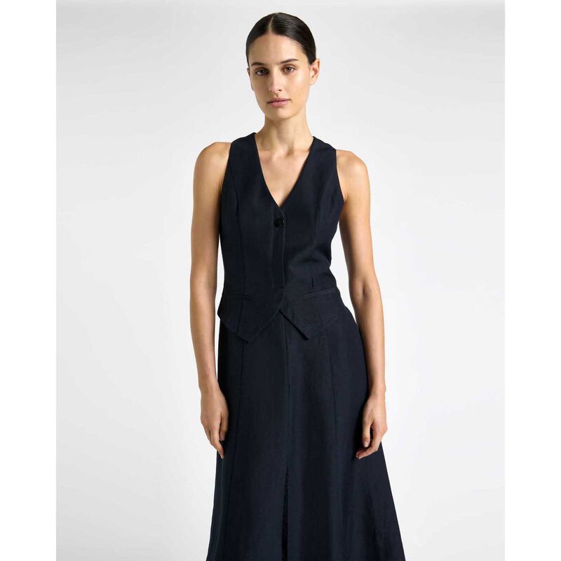 Cue Linen Rayon Waistcoat Midi Dress image number 3